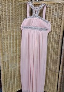 Jodi Kristopher Formal Gown Dress Peach  Sequins , Beaded Size 5/28
